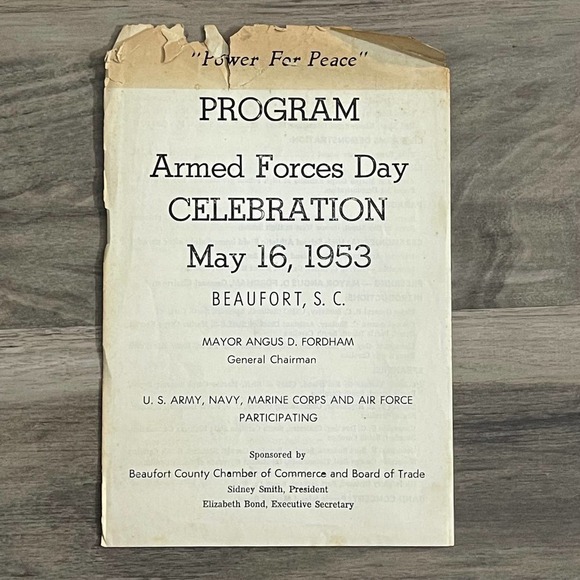 PROGRAM: ARMED FORCES DAY CELEBRATION - MAY 16, 1953 - BEAUFORT / SOUTH CAROLINA - Picture 1 of 8